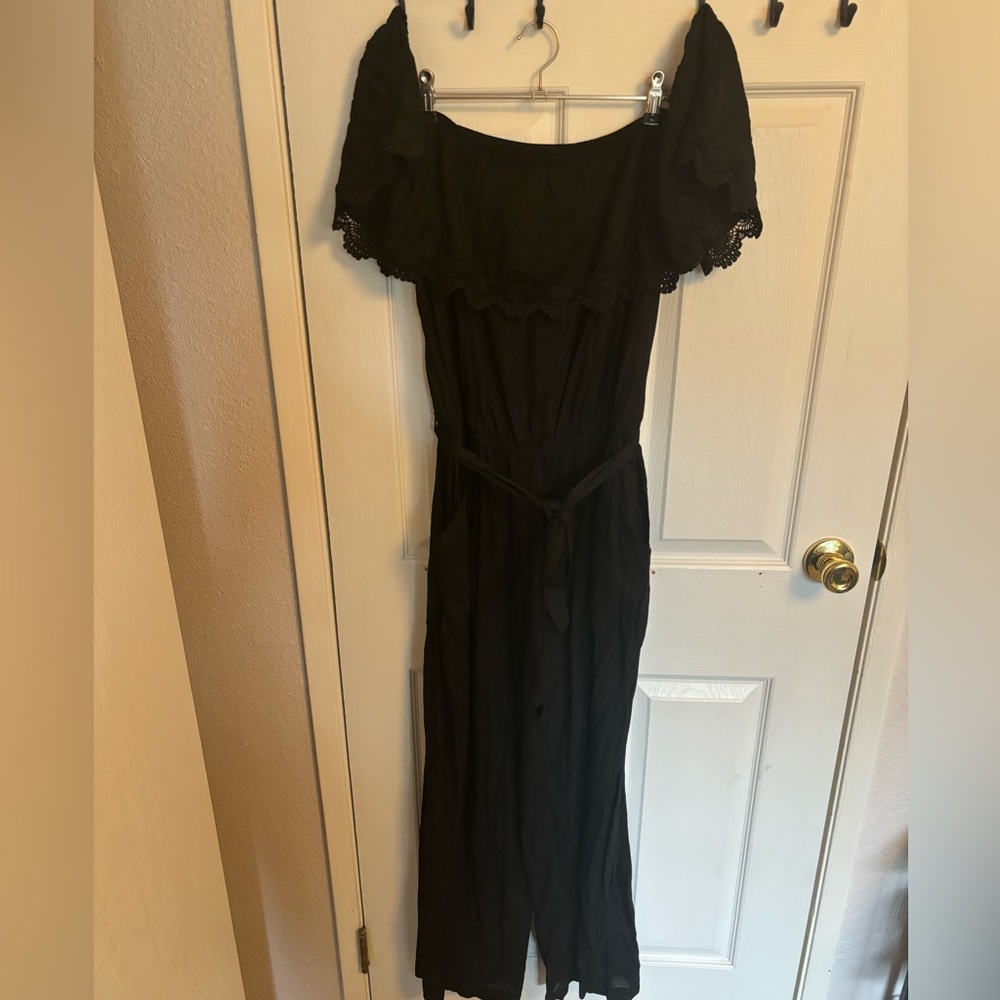 ModCloth Black Eyelet Romper Jumpsuit, M